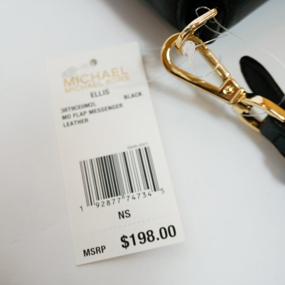 Michael Kors Ellis M Messenger Leather Bag Black - Picture 9 of 12